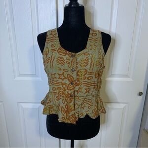 Vintage Pangaea Stylish Orange Patterned Women's Top